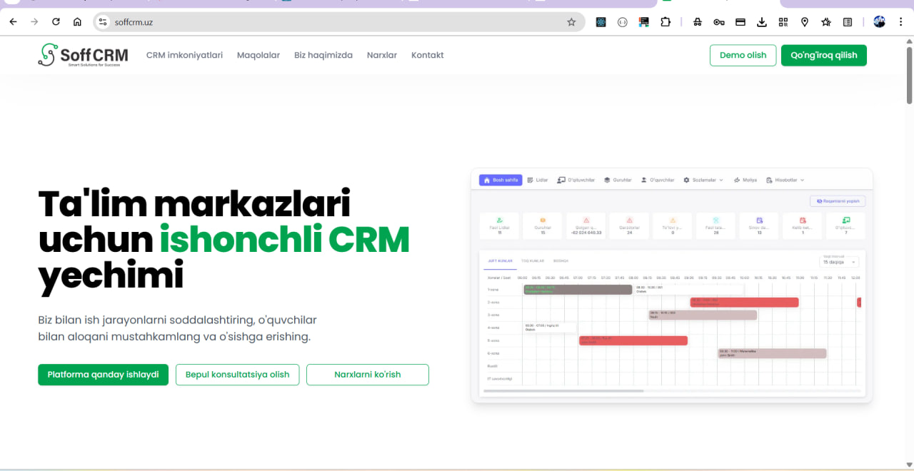 soffcrm.uz - CRM System for Educational Centers