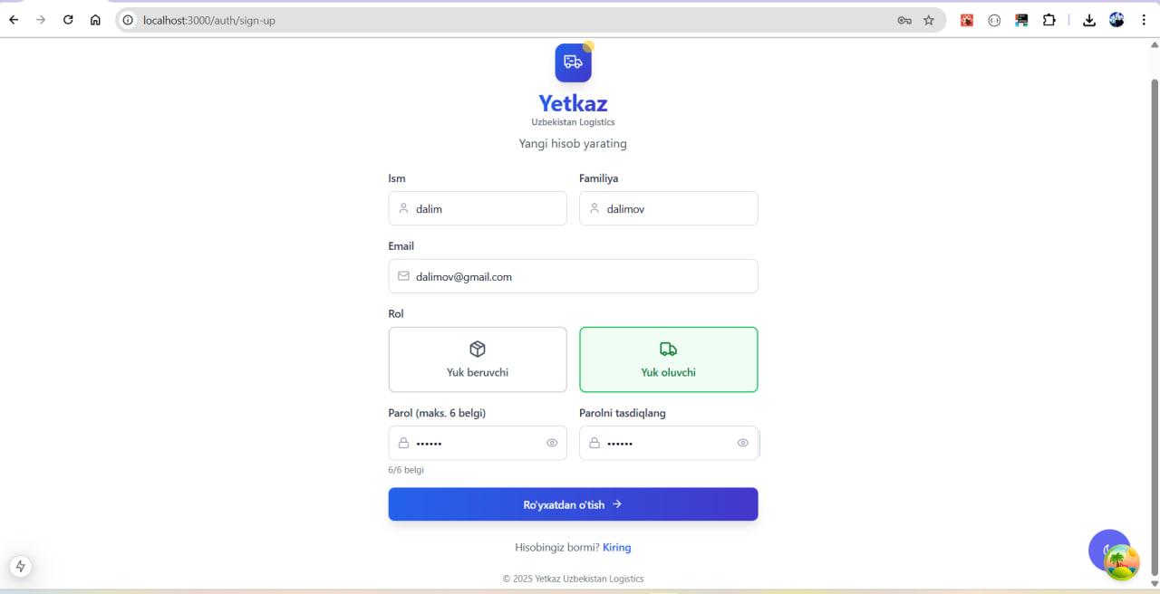 Platform Register Page